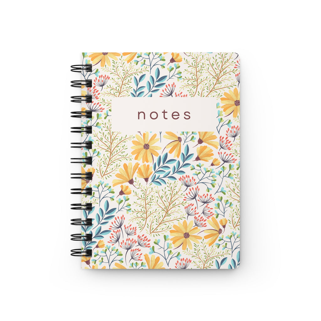 Floral 'notes' Spiral Notebook — Yellow Wildflower Journal for Everyday Notes & Gifts