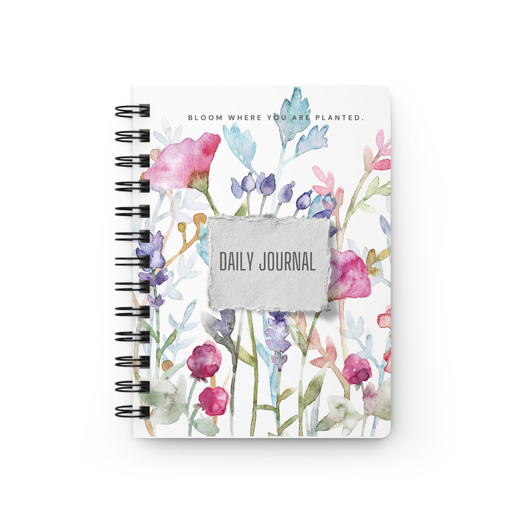 Floral Daily Journal — 'Bloom Where You Are Planted' Spiral Notebook